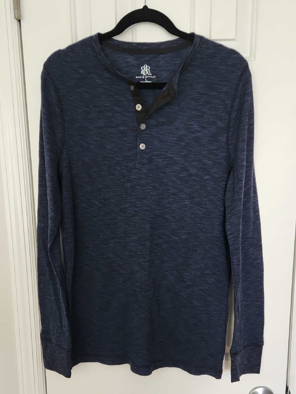 Rock & Republic Men's Heather Navy Long-Sleeve Henley